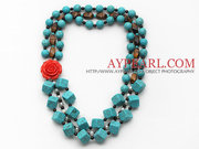 Square Shape Turquoise and Garnet Necklace Is Sold At $20.69