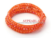 Fashion Dark Orange Color Jade Crystal Wrap Bangle Bracelet
