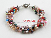 Multi Color Freshwater Pearl Bracelet with Moonlight Clasp